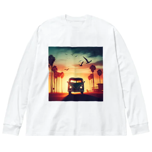 レトロなワーゲン 夕暮れビーチ 2 Big Long Sleeve T-Shirt