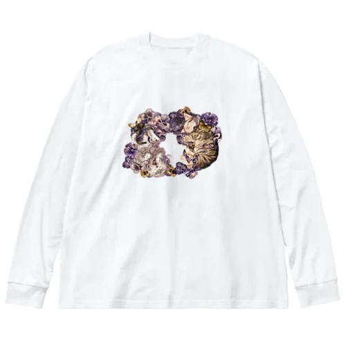 猫とパンジー Big Long Sleeve T-Shirt