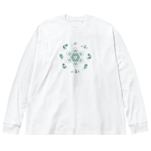 メタトロンキューブ神聖幾何学とユーカリのリース Big Long Sleeve T-Shirt