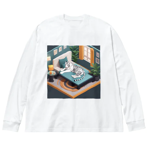 ホワイトタイガーのリラックスタイム Big Long Sleeve T-Shirt