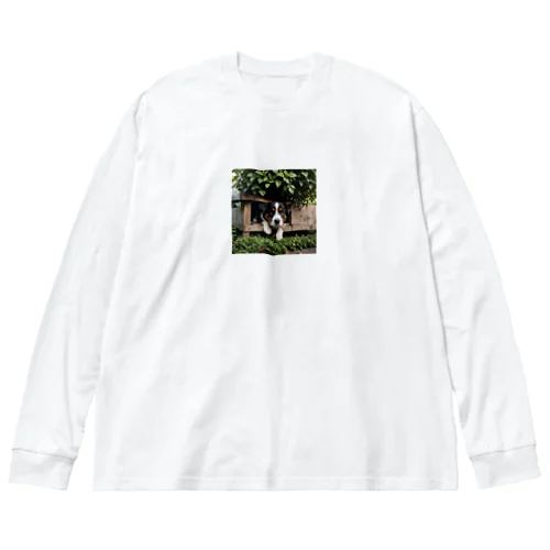 箱の中から覗く犬 dog looking in the box Big Long Sleeve T-Shirt