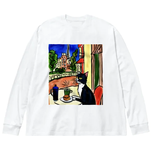 Cat in Paris . ビッグシルエットロングスリーブTシャツ