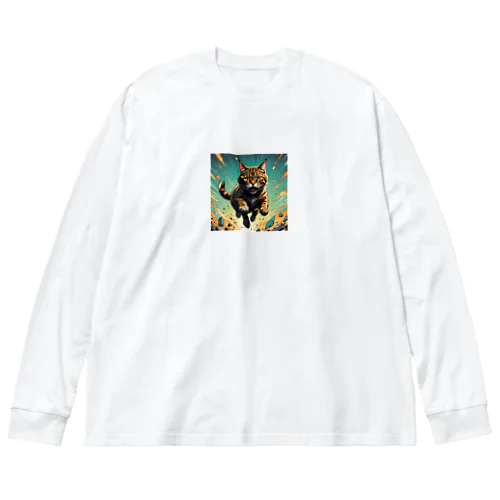 走るにゃんこ Big Long Sleeve T-Shirt