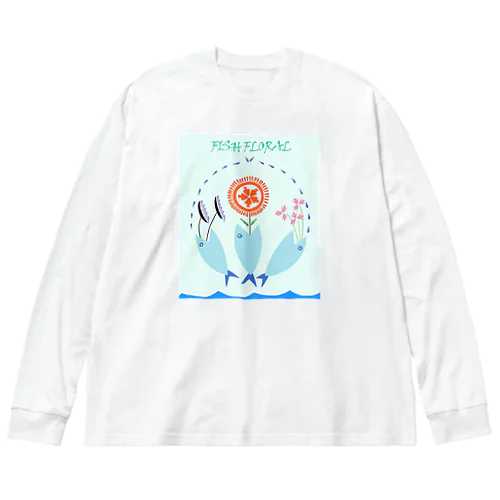 FISH FLORAL (魚の花かご） ビッグシルエットロングスリーブTシャツ