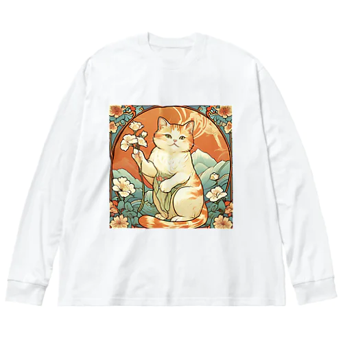 幸運を招いてない猫。花を持ってるだけよね Big Long Sleeve T-Shirt