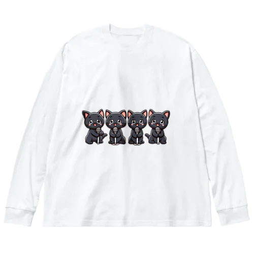 ねこコーラス 02 ビッグシルエットロングスリーブTシャツ