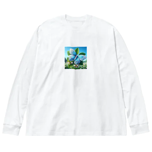 水色に舞う美しい蝶々 Big Long Sleeve T-Shirt