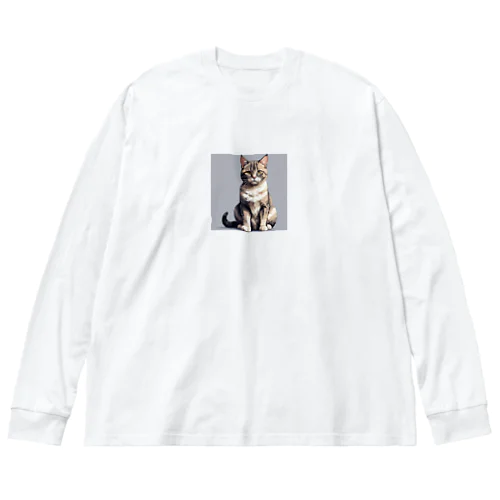 座っている猫 ビッグシルエットロングスリーブTシャツ