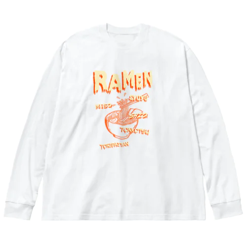 ホラーデザインチックなラーメン ビッグシルエットロングスリーブTシャツ