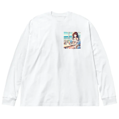 浜辺のカフェで ビッグシルエットロングスリーブTシャツ