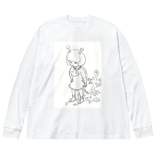 E GIRL モノクロ Big Long Sleeve T-Shirt