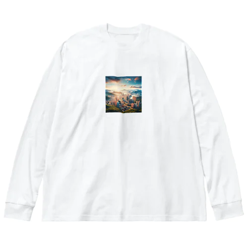  静寂の海外風景 ビッグシルエットロングスリーブTシャツ