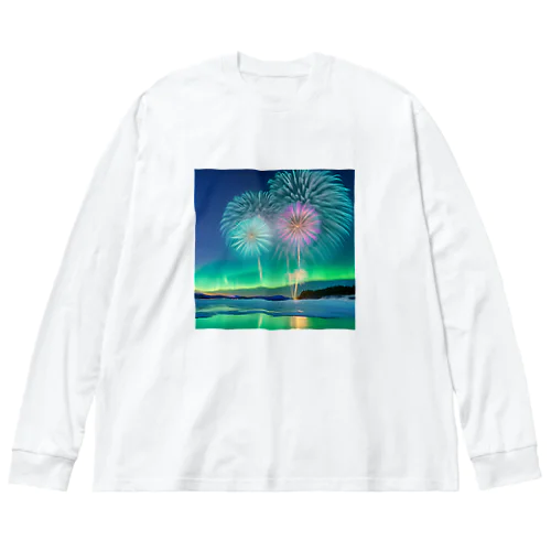 オーロラと花火の競演 Big Long Sleeve T-Shirt