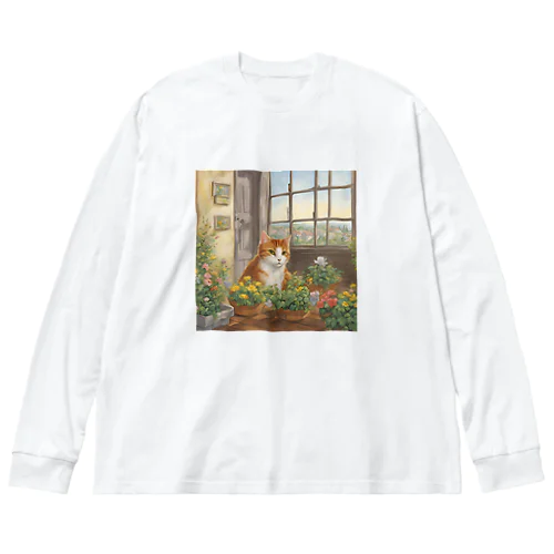 猫の恩返し ビッグシルエットロングスリーブTシャツ