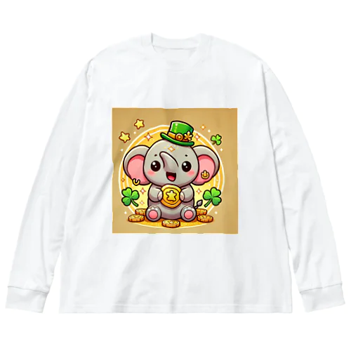 金運アップだゾウ ビッグシルエットロングスリーブTシャツ