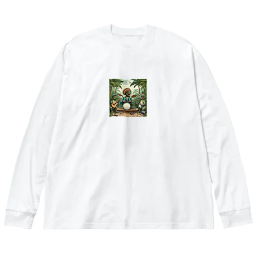 かっこいい恐竜　楽器演奏家 Big Long Sleeve T-Shirt