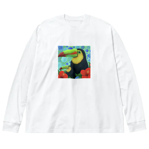 オニオオハシとハイビスカス Big Long Sleeve T-Shirt