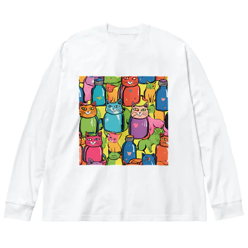 ポップな猫 Big Long Sleeve T-Shirt