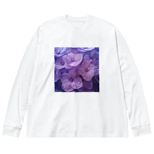 雨に濡れる　紫陽花 Big Long Sleeve T-Shirt