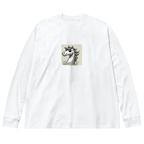 カッコいい馬が、まるでスタイリッシュなロッカーのようにサングラスを着用！ Big Long Sleeve T-Shirt