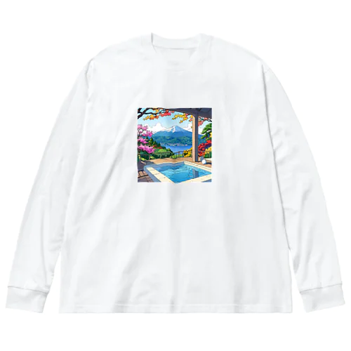 温泉と富士山 Big Long Sleeve T-Shirt