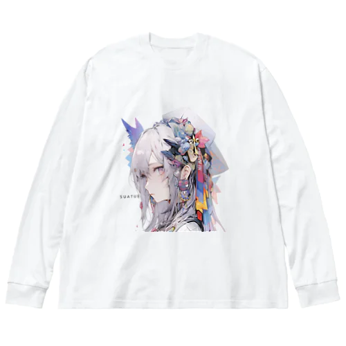 幻想の花飾り ビッグシルエットロングスリーブTシャツ