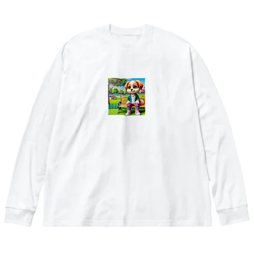 可愛いワンコ ビッグシルエットロングスリーブTシャツ