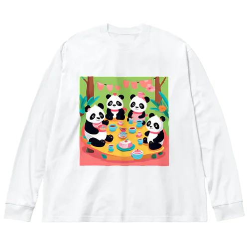 パンダのティーパーティー Big Long Sleeve T-Shirt