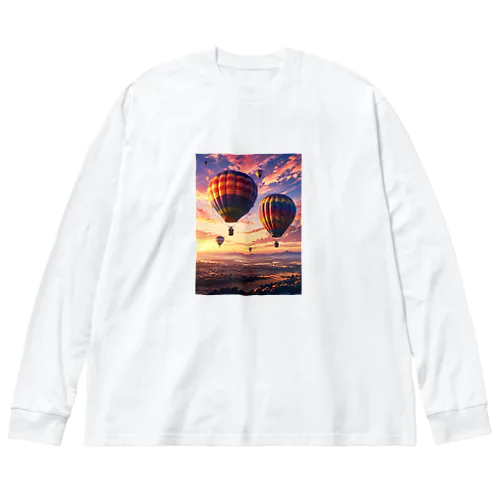 朝日と気球 ビッグシルエットロングスリーブTシャツ