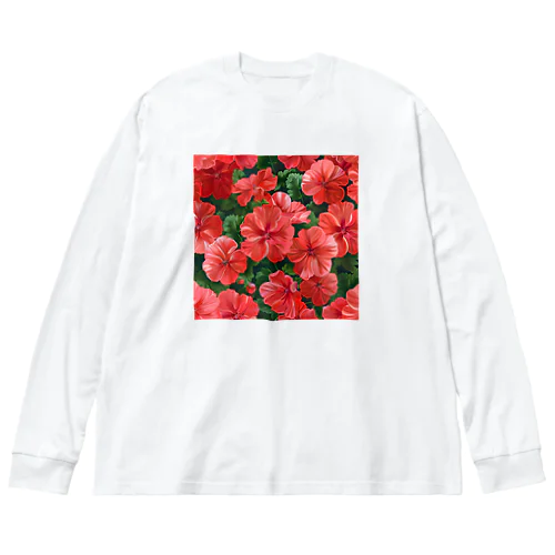 美しいゼラニウムの花　3　イラスト Big Long Sleeve T-Shirt