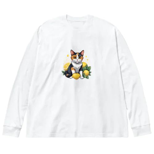 レモンと猫ちゃん ビッグシルエットロングスリーブTシャツ