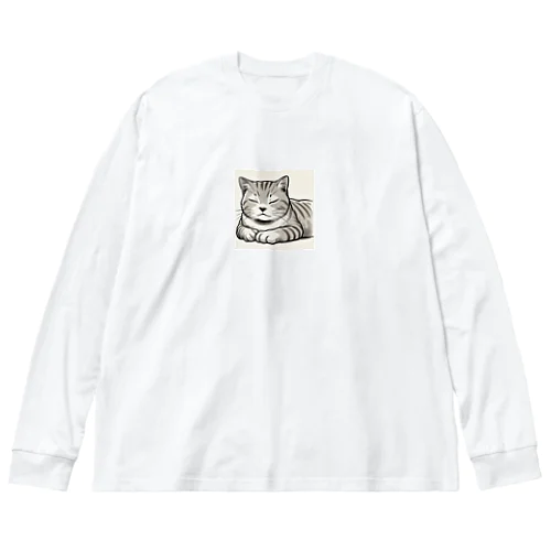 静かな猫 ビッグシルエットロングスリーブTシャツ