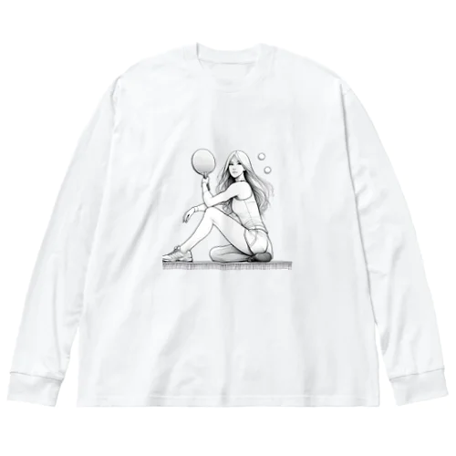 女子卓球選手 Big Long Sleeve T-Shirt