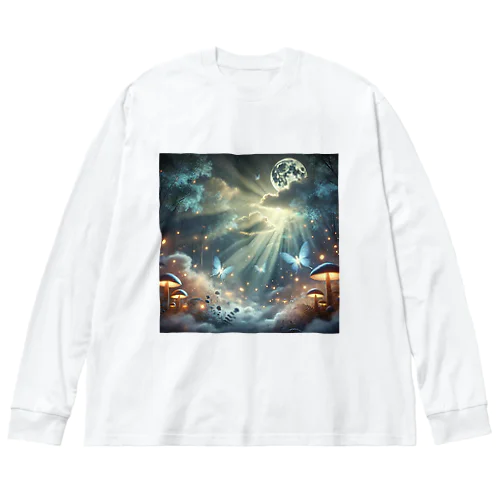 光舞う月夜の森 Big Long Sleeve T-Shirt