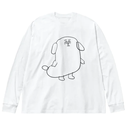 もじゃまる茫然　黒 ビッグシルエットロングスリーブTシャツ