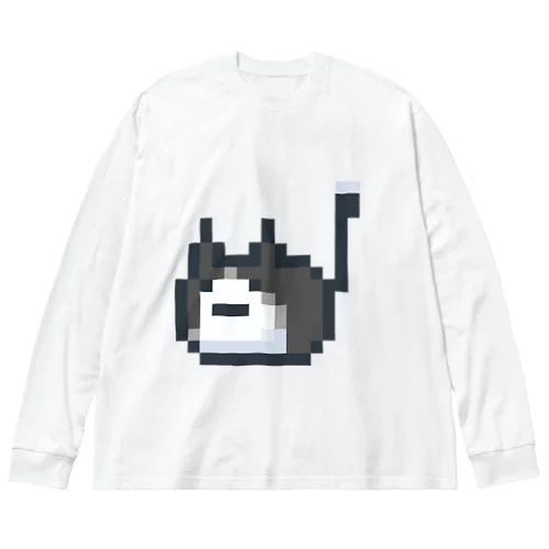 ハチワレねこさんドット（ファビコン）  ビッグシルエットロングスリーブTシャツ