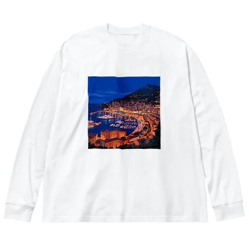 【絶景ピクセルアート】モナコの夜景 Big Long Sleeve T-Shirt