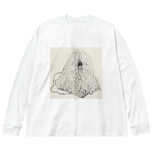 かしこいプーリー犬のイラスト  鉛筆画 歩く犬 Big Long Sleeve T-Shirt