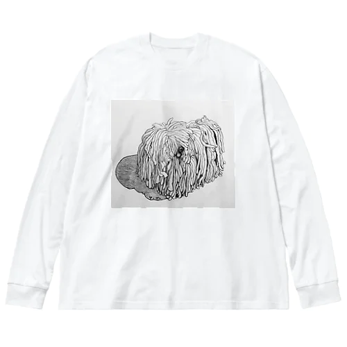 かしこいプーリー犬が振り向いた。puli illustration  Big Long Sleeve T-Shirt