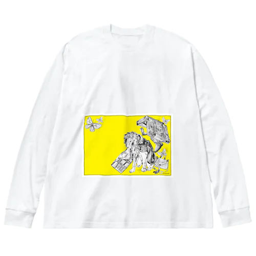 Retro Design Letter ビッグシルエットロングスリーブTシャツ