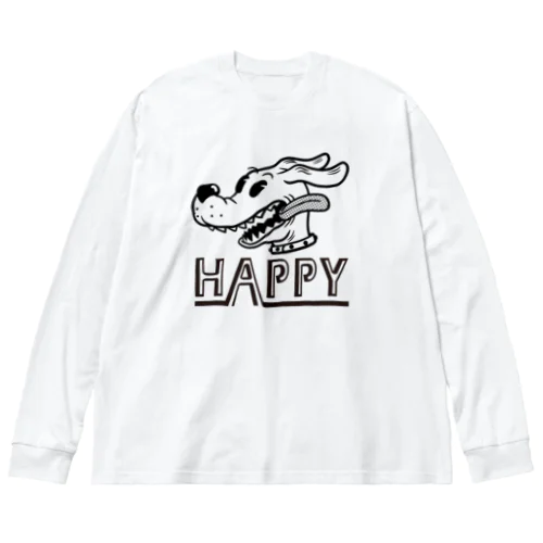 happy dog (black ink) ビッグシルエットロングスリーブTシャツ