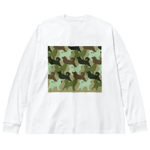 シベリアン ハスキー　迷彩柄 Big Long Sleeve T-Shirt