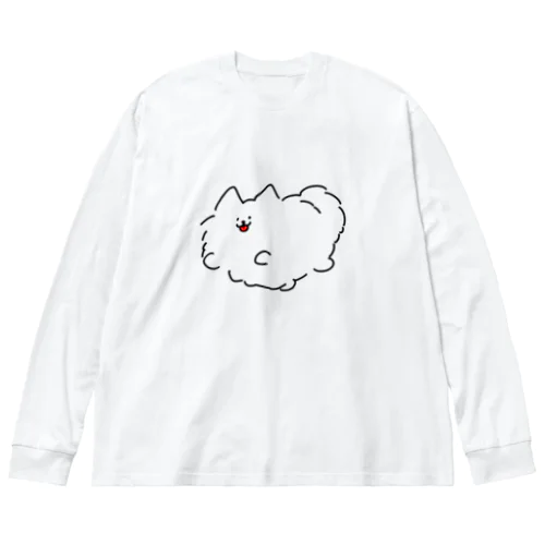 白い犬 ビッグシルエットロングスリーブTシャツ