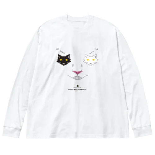 白黒猫ニヤリ2015 ビッグシルエットロングスリーブTシャツ