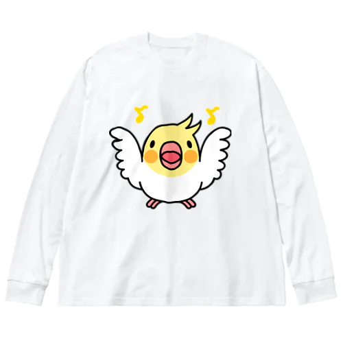 まるまるオカメインコ【まめるりはことり】 ビッグシルエットロングスリーブTシャツ