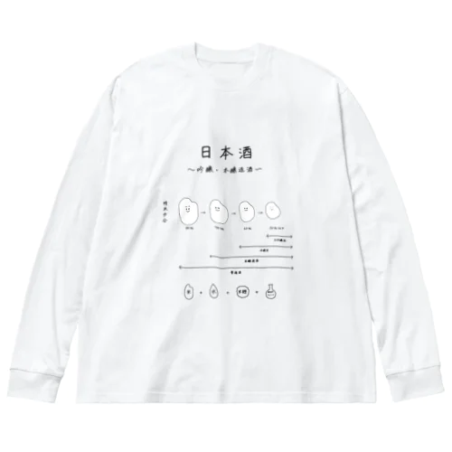 日本酒〜吟醸・本醸造酒ver〜 ビッグシルエットロングスリーブTシャツ