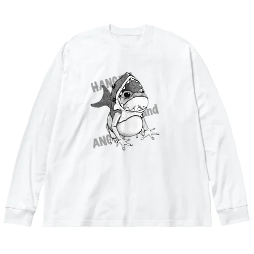 カエル-鮫のキモチ-Pointillism Big Long Sleeve T-Shirt