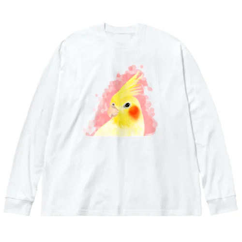 ほんわかオカメインコ　ルチノー【まめるりはことり】 ビッグシルエットロングスリーブTシャツ