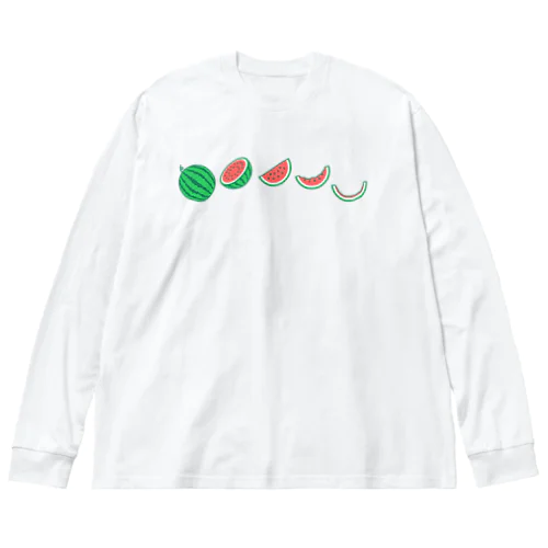 🍉スイカの満ち欠け(横) ビッグシルエットロングスリーブTシャツ