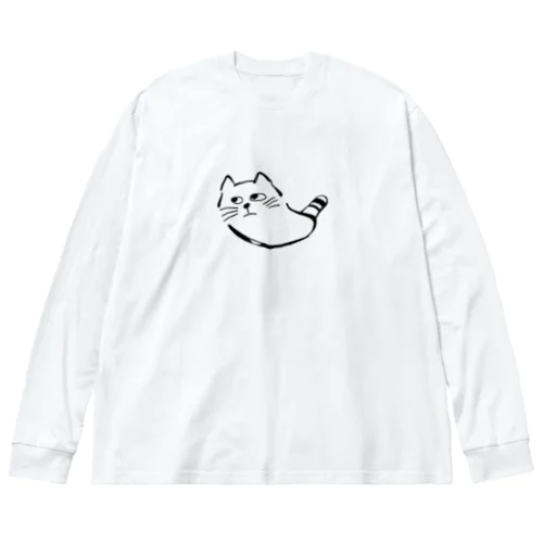 飼い主よ、何か用か？　モノクロ黒 Big Long Sleeve T-Shirt